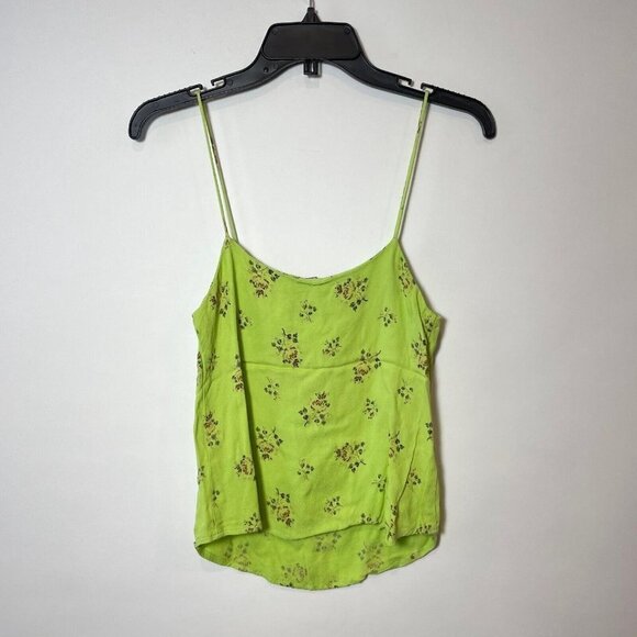 Reformation Womens Sleeveless Tank Cropped Top Green XS Floral Spaghetti Straps - Picture 2 of 7